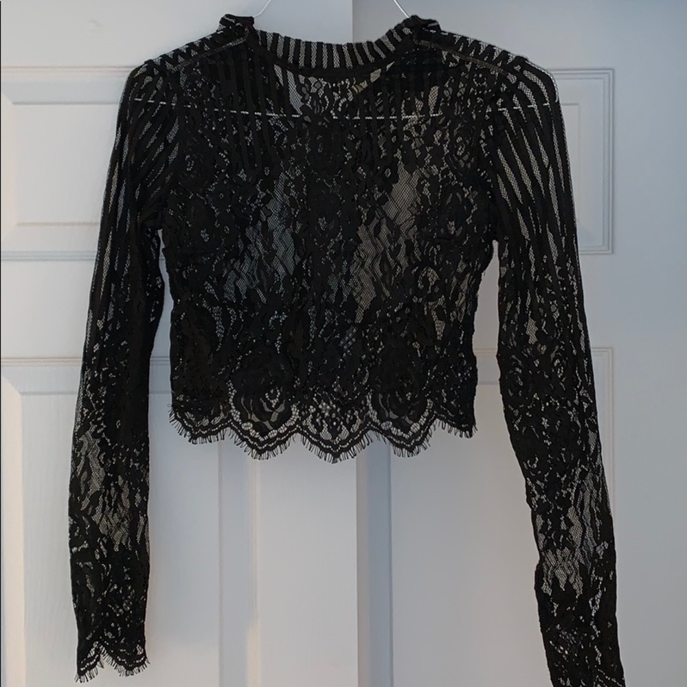black lace crop top